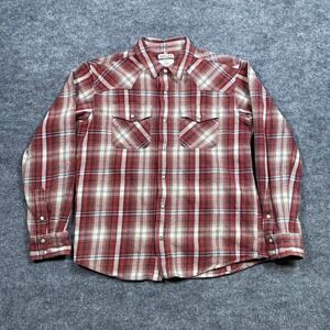 Ariat Mens Hamelin Retro Fit Western Pearl Snap Plaid Shirt Red White 10037893 L